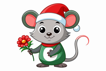 cute mouse wearing Christmas vector illustration 