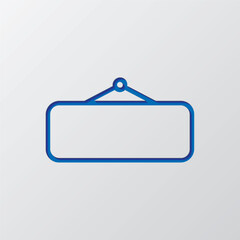 Information tag simple icon vector. Flat design. Paper cut design. Cutted blue symbol with shadow. Gray background