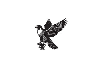Fototapeta premium Peregrine Falcon silhouette vector style with white background1