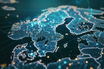 abstract digital map of scandinavia northern europe global network concept illustration