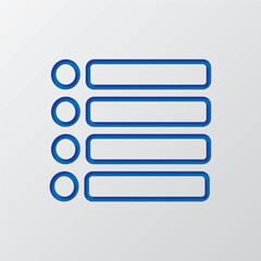 Obraz premium Menu simple icon vector. Flat design. Paper cut design. Cutted blue symbol with shadow. Gray background