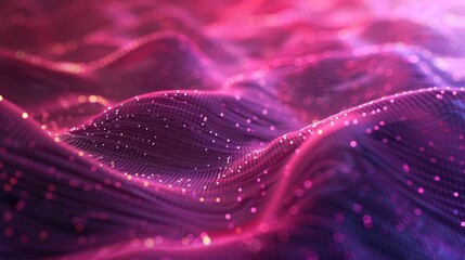 Dynamic wave of particles in abstract gradient hologram Background of digital technology