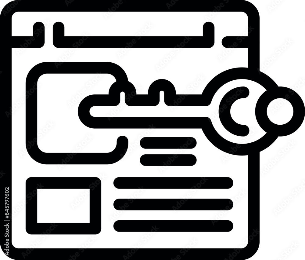 Poster black and white icon of a website with a key, symbolizing online security and data protection