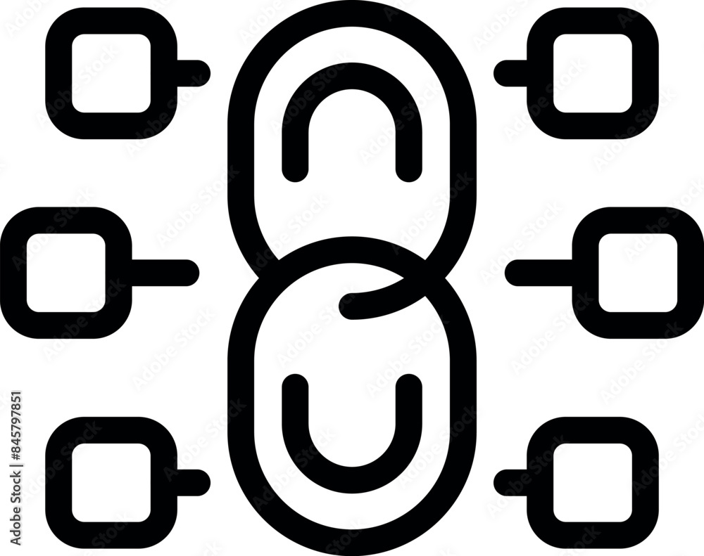 Poster stylized depiction of blockchain technology, showcasing its ability to link blocks of data in a secu