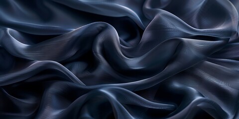Obraz premium black silk fabric with many folds and bends, a feeling of fluidity and smoothness. Close-up
