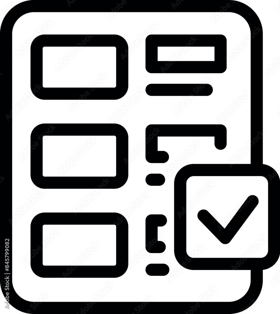Poster simple icon of a businessman holding a checklist and marking a completed task with a checkmark