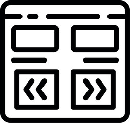 Minimalistic representation of a website layout, highlighting the essential navigation buttons for user friendly browsing