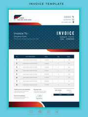 Professional invoice and letterhead design template vector illustration bill form price invoice.
