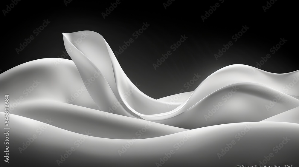 Poster abstract silver fabric with wavy patterns for a shiny and smooth effect. metal and silk feel, for us