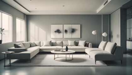 Fototapeta premium inimalist interior design style, futuristic home office, sleek furniture, state of the art technology