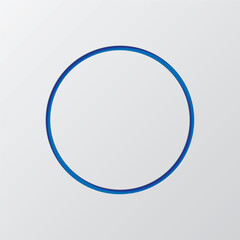 Rec, musical simple icon. Flat design. Paper cut design. Cutted blue symbol with shadow. Gray background