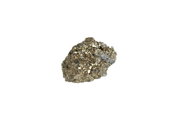 pyrite mineral stone macro on white background