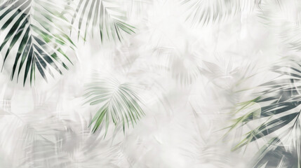 Blurred palm leaves on a light background, abstract natural background. Selective focus.
