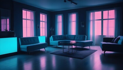 inimalist interior design style, futuristic home office, sleek furniture, state of the art technology