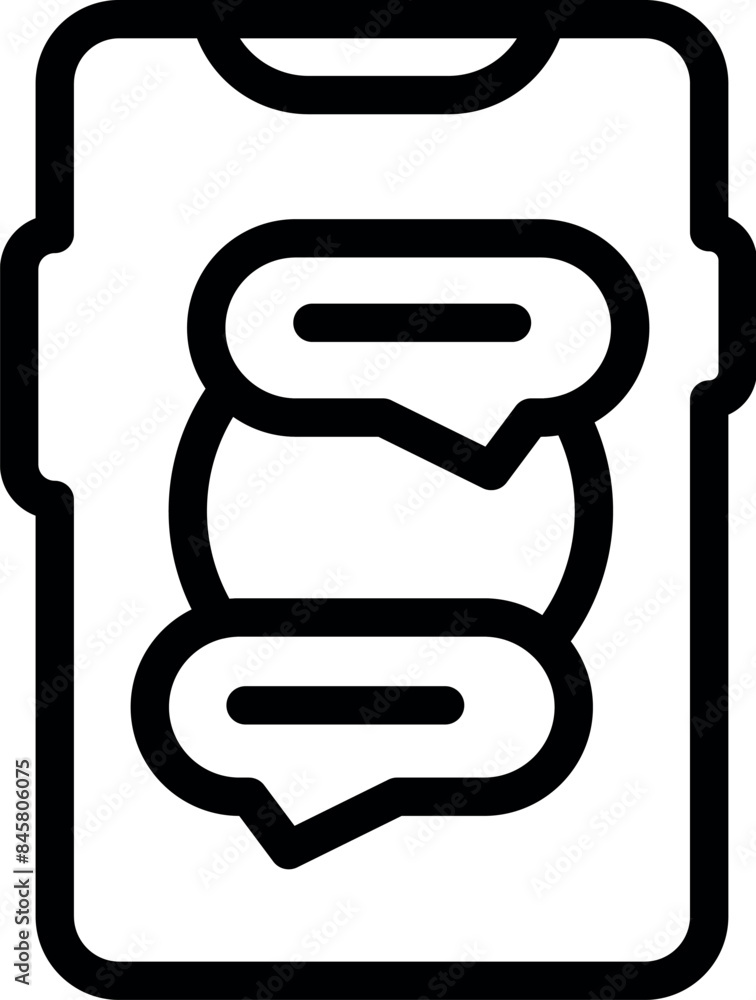 Poster simple icon of a smartphone displaying two speech bubbles, symbolizing a conversation or message exc
