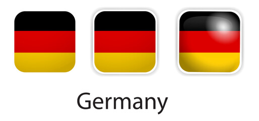 Germany flag vector icons set in the shape of rounded square
