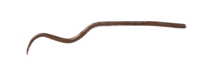 curved steel rod isolated on white background