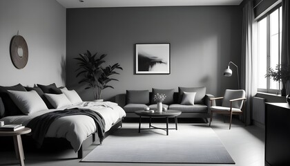 inimalist interior design style, futuristic home office, sleek furniture, state of the art technology