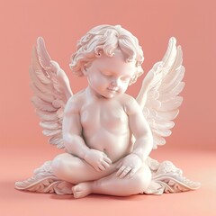Fototapeta premium Cute cartoon character angel with wings