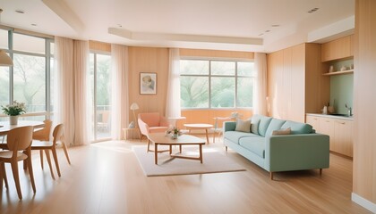 Fototapeta premium inimalist interior design style, futuristic home office, sleek furniture, state of the art technology