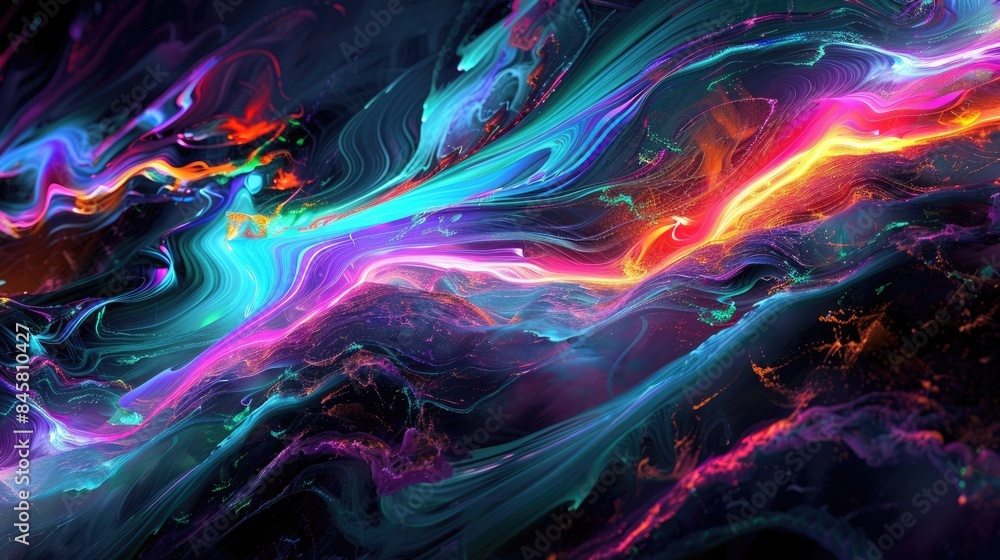 Poster The image is an abstract painting with vibrant colors and a sense of movement. It could be used as a background for a website or as an illustration for a book.