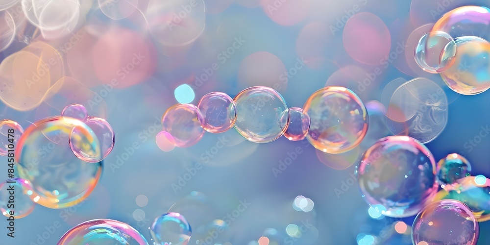 Poster ai-powered cleaning simulation featuring realistic colored bubbles. concept cleaning simulation, ai-