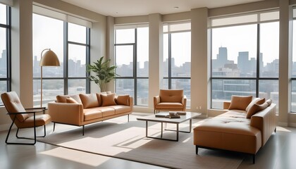 Fototapeta premium inimalist interior design style, futuristic home office, sleek furniture, state of the art technology