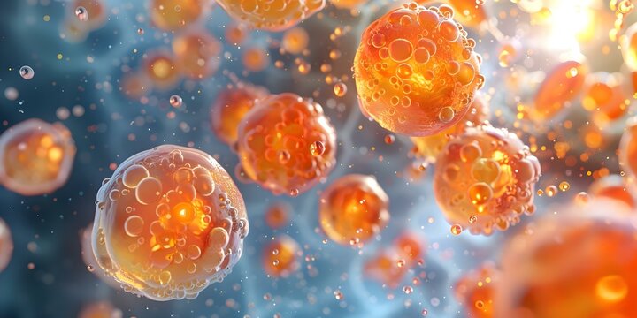 Insightful 3D medical renderings reveal adipocytes' structure and function. Concept Medical Imaging, Adipocyte Structure, 3D Renderings, Biological Function, Detailed Analysis