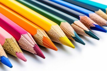 Fototapeta premium Close up of colored pencils isolated on white background