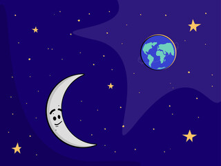 Moon and Earth