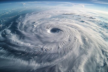 Satellite view capturing a powerful hurricane from space, showcasing the eye and spiral bands of the meteorological phenomenon