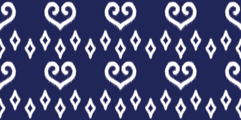 Design a Seamless Ikat Art Pattern Inspired by Mexican Folk Embroidery, Ethnic Traditional Abstract Style, for Wallpaper, Wrapping, Fabric, Textile Illustration, and Carpet, Ensuring Repetition.