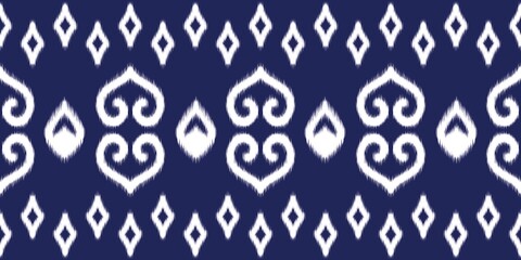 Design a Seamless Ikat Art Pattern Inspired by Mexican Folk Embroidery, Ethnic Traditional Abstract Style, for Wallpaper, Wrapping, Fabric, Textile Illustration, and Carpet, Ensuring Repetition.
