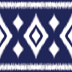 Design a Seamless Ikat Art Pattern Inspired by Mexican Folk Embroidery, Ethnic Traditional Abstract Style, for Wallpaper, Wrapping, Fabric, Textile Illustration, and Carpet, Ensuring Repetition.