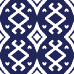 Design a Seamless Ikat Art Pattern Inspired by Mexican Folk Embroidery, Ethnic Traditional Abstract Style, for Wallpaper, Wrapping, Fabric, Textile Illustration, and Carpet, Ensuring Repetition.