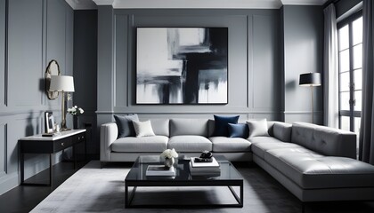 inimalist interior design style, futuristic home office, sleek furniture, state of the art technology