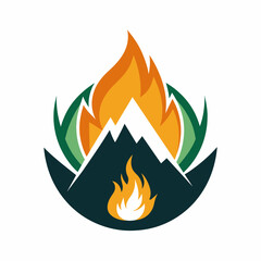 camp fire logo vector artwork illustration