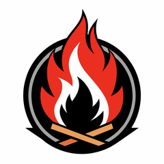 camp fire logo vector artwork illustration