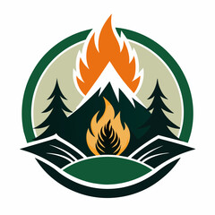 camp fire logo vector artwork illustration