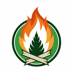 camp fire logo vector artwork illustration