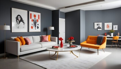 Fototapeta premium inimalist interior design style, futuristic home office, sleek furniture, state of the art technology