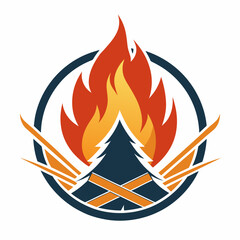 camp fire logo vector artwork illustration