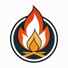 camp fire logo vector artwork illustration