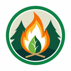camp fire logo vector artwork illustration