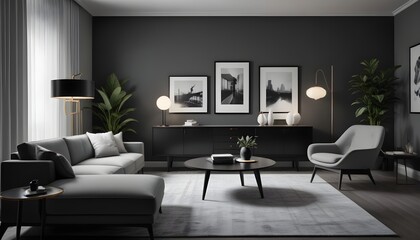 inimalist interior design style, futuristic home office, sleek furniture, state of the art technology