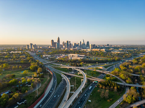 City of Charlotte North Carolina at sunrise 