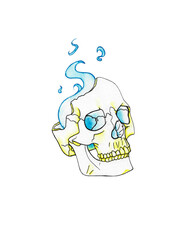 Skull with Blue Fire Illustration