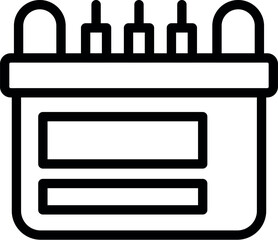 Simple line icon depicting a car battery, essential for starting the engine and powering electrical components