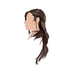 portrait of a woman with long hair without background