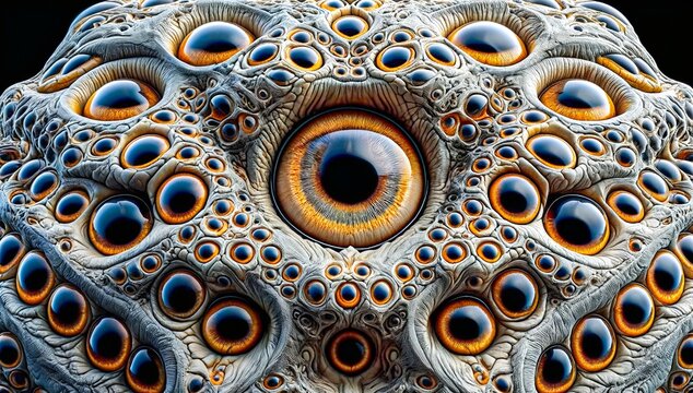 Large Eye Surrounded by Multiple Small Eyes, evoking Trypophobia.